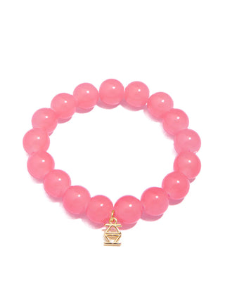 Glass Bead Stretch Bracelet in Pink