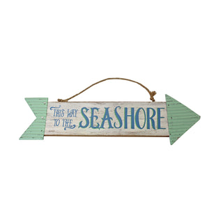 "This Way To The Seashore" Hanging Arrow Sign