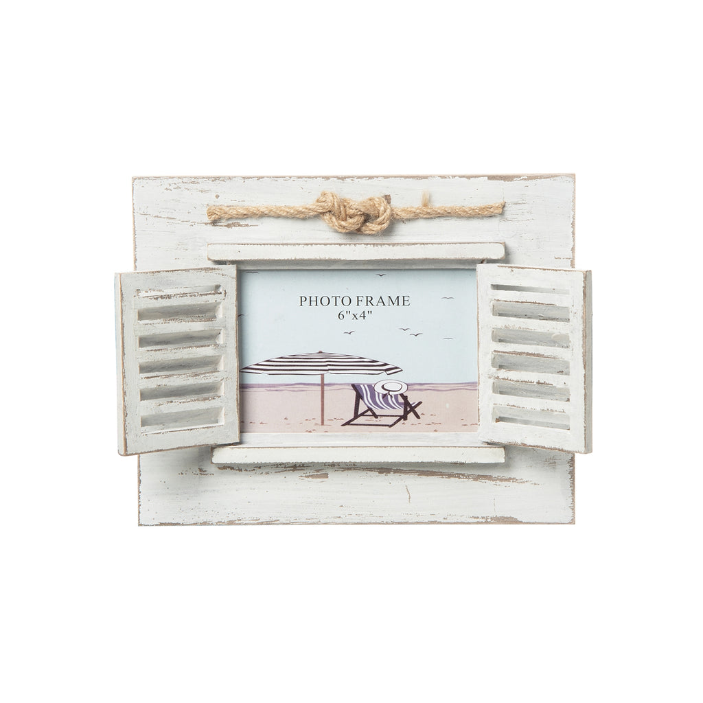 White Distressed Shutter Frame – Mermaid Cove
