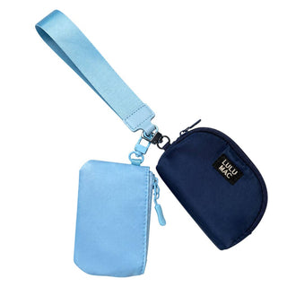 Lulu Mac Double Pouch Wristlet in Light Blue/Navy
