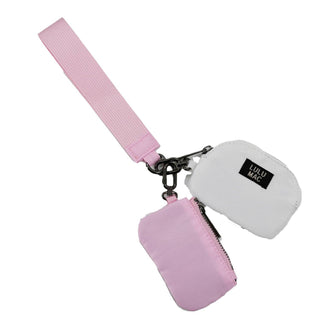 Lulu Mac Double Pouch Wristlet in Light Pink/White