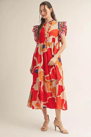 Too Many Thoughts Midi Dress in Multi