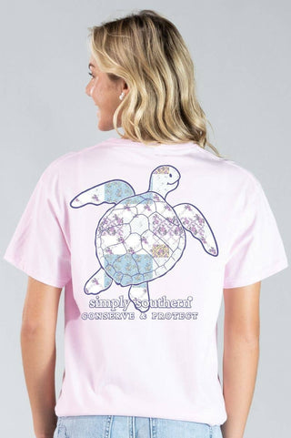 Turtle Tracker Patchwork T-Shirt in Peony