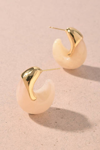 Marbled Resin & Gold Chunky Hoop Earrings