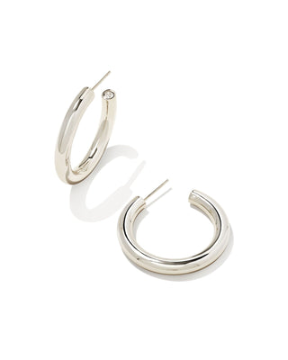 Colette Hoop Earrings In Rhodium Metal