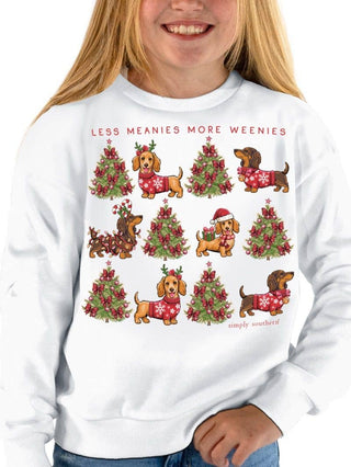 Youth Less Meanies More Weenies Sweatshirt In White