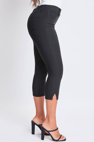 Junior Hyperstretch Pull On Capri With Side Slit: Junior / L / Midnight Blue