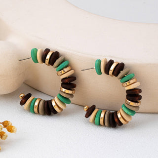 Earth-Tone Disc Beaded Hoops