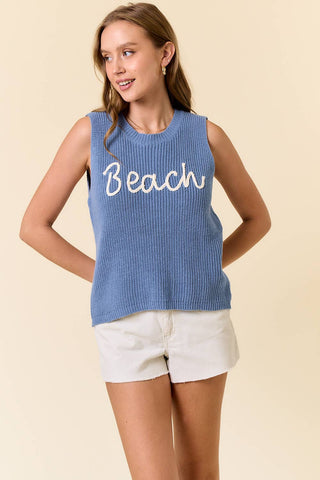 Beach Time Tank Sweater in Blue