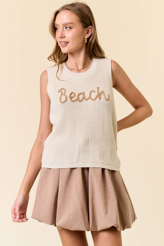 Beach Time Tank Sweater in Cream