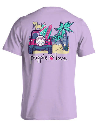 Beach Bum Pup Short Sleeve T-Shirt in Orchid