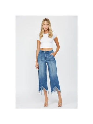 High Rise Wide Leg Cropped Jeans