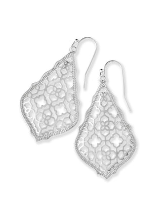 Addie Earrings In Rhodium Filigree Metal