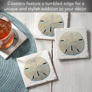 Colorful Sand Dollar Absorbent Tumbled Tile Coaster 4pk