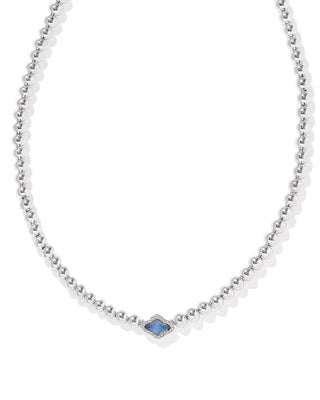 Abbie Beaded Necklace In Silver Light Blue Mother Of Pearl