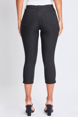 Hyperstretch Pull On Capri With Side Slit in Black