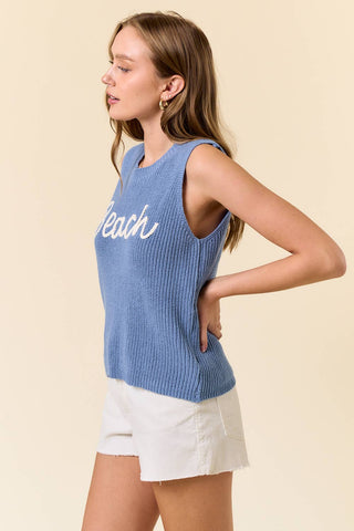 Beach Time Tank Sweater in Blue