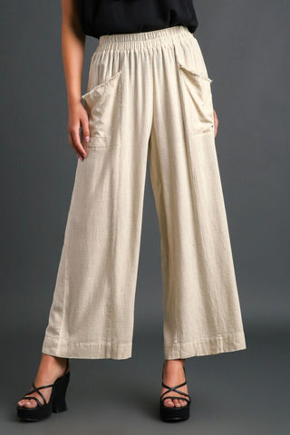 Flowy Linen Pants in Oatmeal