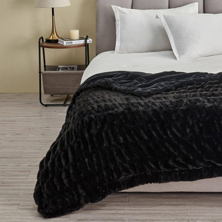 Ruched Faux Fur Throw Blanket | Alondra Collection by Great: 50" x 60" Throw / White