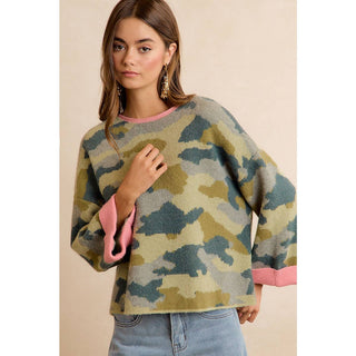Blending In Sweater in Camo Pink