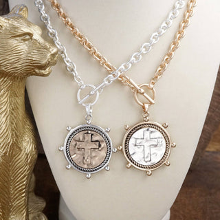 Cross Coin Chain Necklace