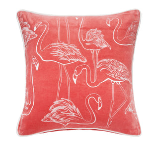 Flamingo Coral Velvet Pillow