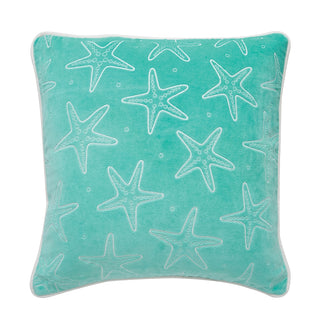 Sea Star Teal Velvet Pillow