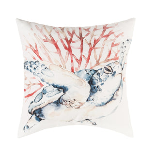 Watercolor Sea Turtle & Coral Throw Pillow