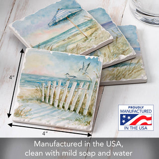 "Coastal Sanctuary" 4 Pack Assorted Image Coaster Set