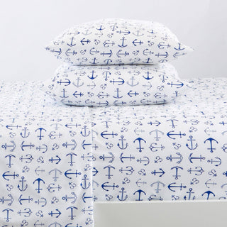 4-Piece Coastal Microfiber Sheet - Newport Collection: Twin / Coastal - Anchor