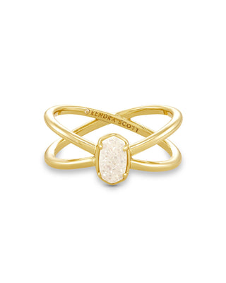 Emilie Double Band Ring in Gold Iridescent Druzy