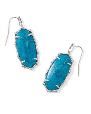 Elle Bamboo Frame Drop Earrings In Vintage Silver Variegated Indigo Magnesite