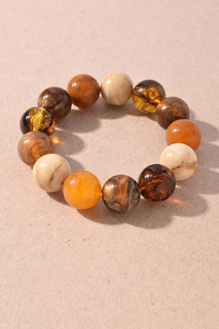 Chunky Marbled Resin Beaded Stretch Bracelet