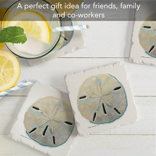 Colorful Sand Dollar Absorbent Tumbled Tile Coaster 4pk