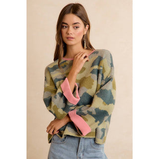 Blending In Sweater in Camo Pink