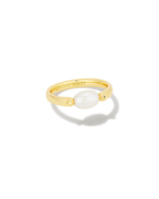 Leighton Pearl Band Ring in Gold White Pearl