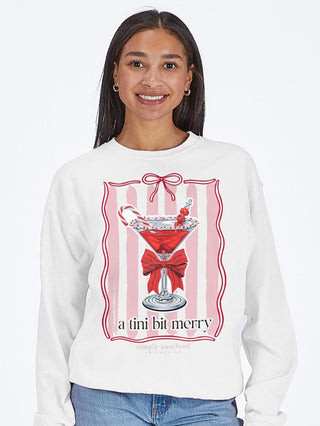 A Tini Bit Merry Crewneck Sweatshirt in White