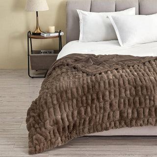 Ruched Faux Fur Throw Blanket | Alondra Collection by Great: 50" x 60" Throw / White