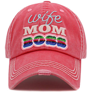 'Wife Mom Boss' Washed Vintage Ballcap