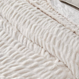 Ruched Faux Fur Throw Blanket | Alondra Collection by Great: 50" x 60" Throw / White