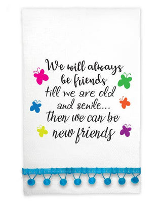 Huck Towel with Pompoms - We will always be friends