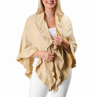 Ava Ruffle Wrap In Metallic Gold