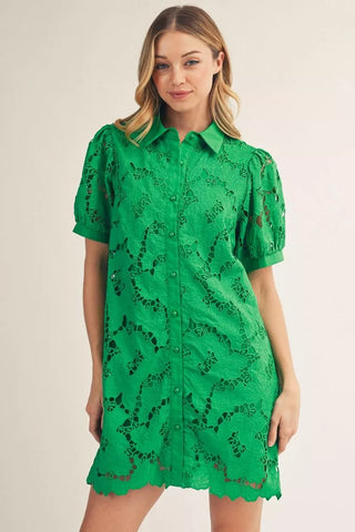 Fluttering Hearts Dress in Kelly Green