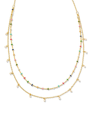 Eve Multi Strand Necklace In Gold Multi Mix