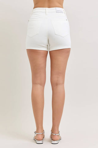 Not Too Likely Shorts in White by Judy Blue