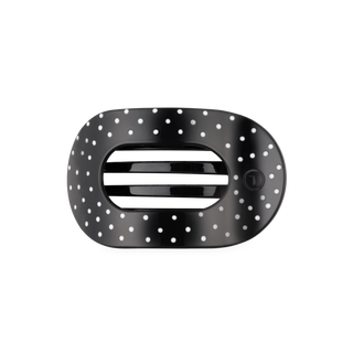 Black Polka Dot Party Medium Flat Round Hair Clip