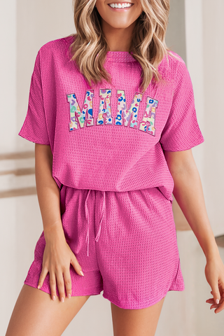 Waffle MAMA Graphic Tee & Drawstring Shorts Set