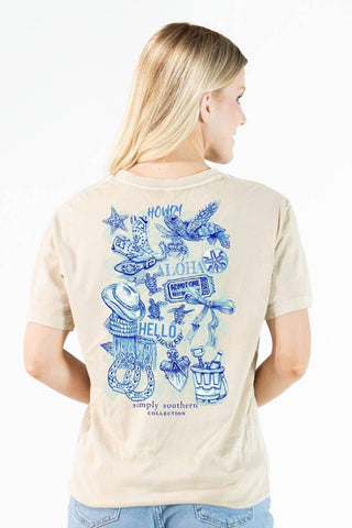 Mineral Wash Howdy Short Sleeve T-Shirt in Bone