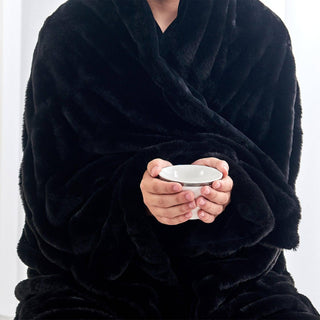 Ruched Faux Fur Throw Blanket | Alondra Collection by Great: 50" x 60" Throw / White
