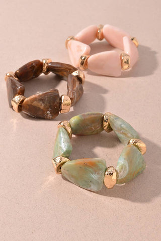Chunky Marbled Resin Beaded Stretch Bracelet